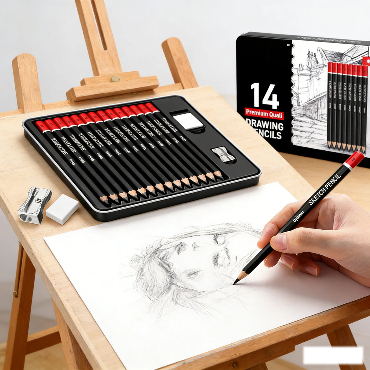Juego de 14 lápices de dibujo profesionales para dibujar