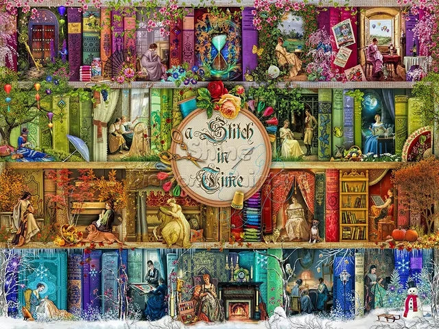 Rompecabezas de 500, 1000, 1200 y 2000 Piezas, Librería con Diseño de Mundo de Fantasía y Paisaje Mágico
