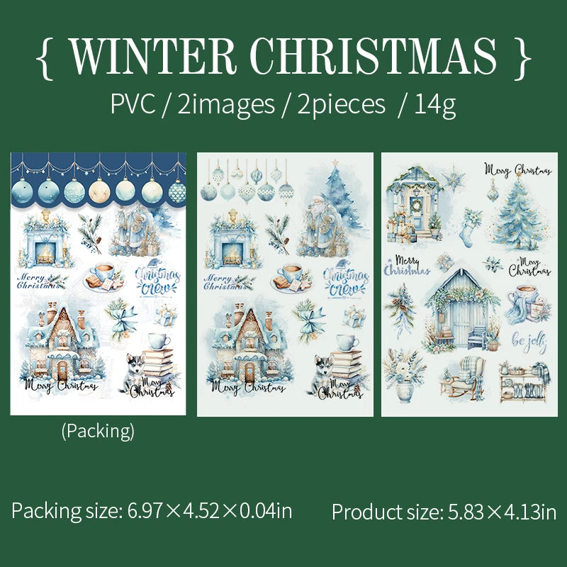 2 unids/pack stickersde pvc para Navidad, adhesivo, impermeable  y creativo