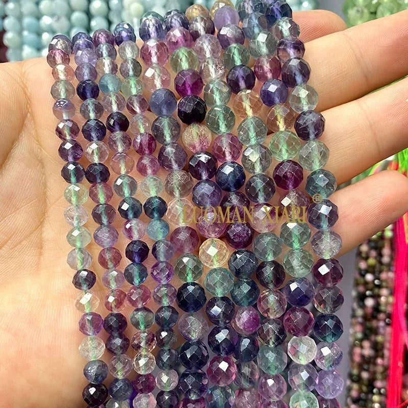 Piedra Natural redonda facetada AAA, mostacillas espaciadoras sueltas para fabricación de joyería