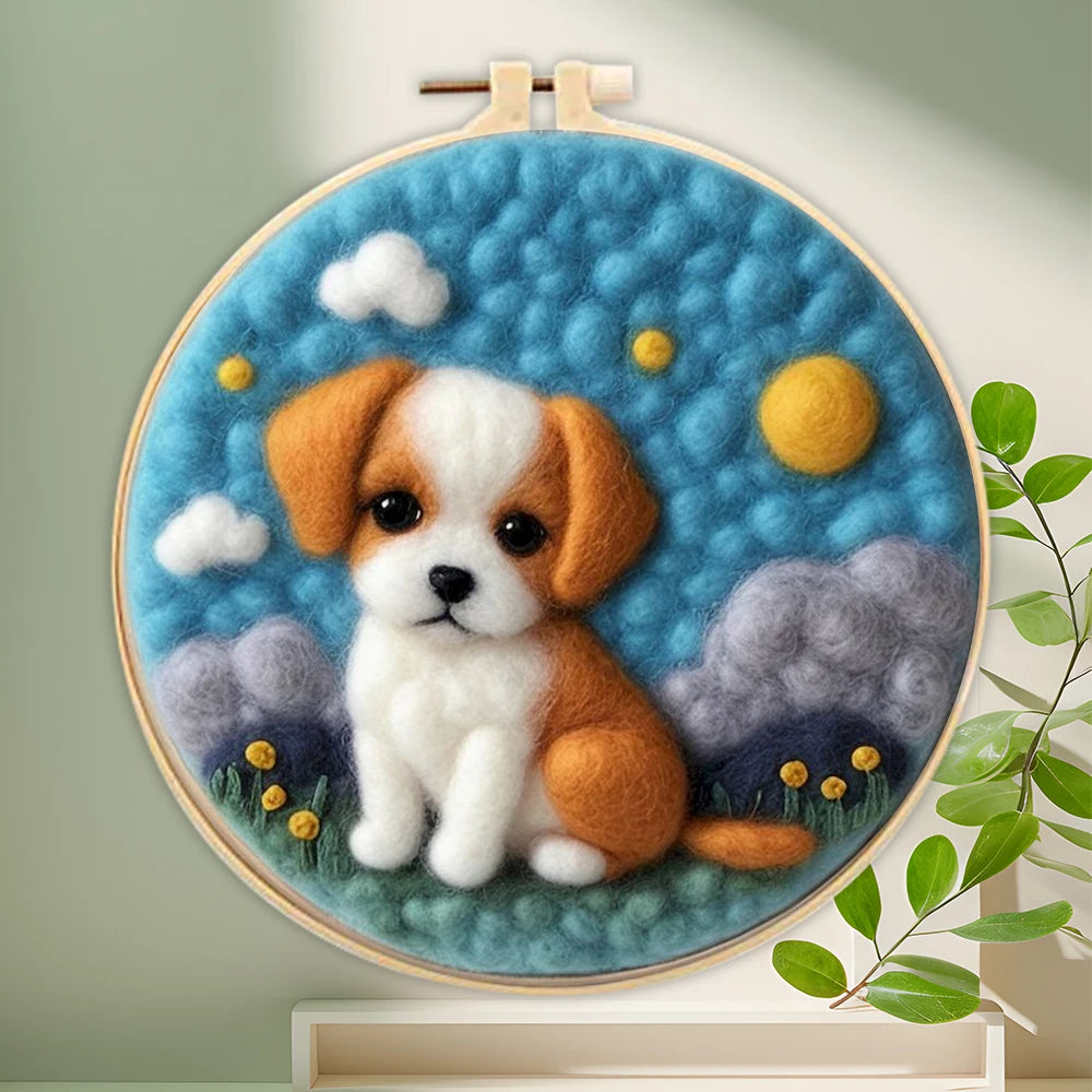 Juego de fieltro de lana artesanal, bordado de animales