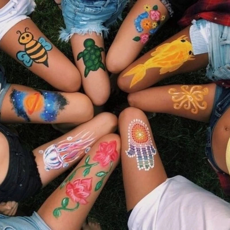 Kit de pintura con pinceles para niños y adultos, maquillaje corporal, arte corporal, ingrediente seguro, 12/20 colores