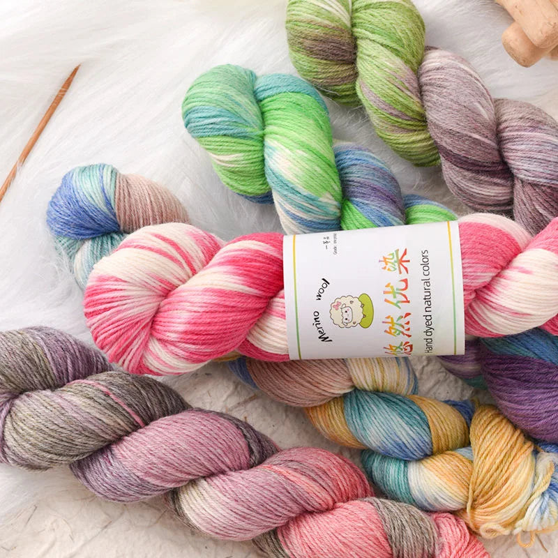1 rollo de 100g/rollo de lana Merino colorido,  tejido de arcoíris para bebé