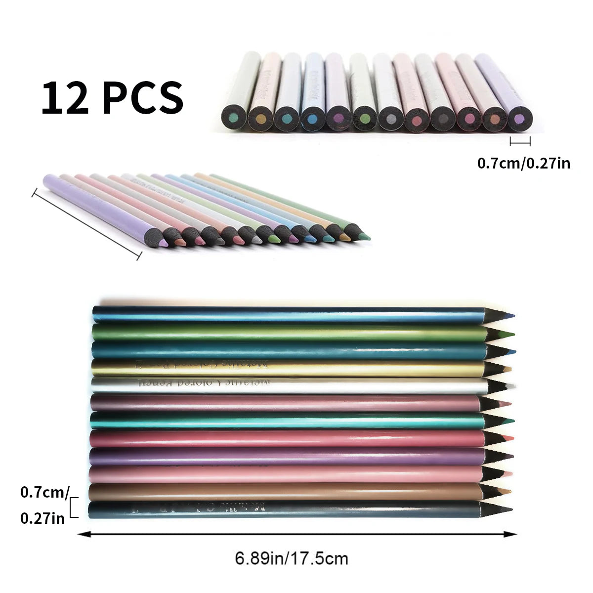 Lápiz metálico de 12 colores, para bocetos, pintura, juego de 12 Uds.