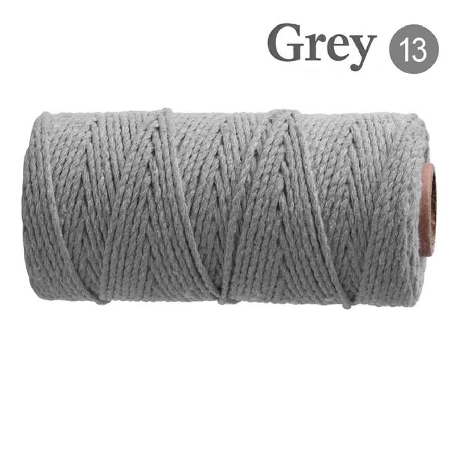 Cuerda de Algodón Puro para Macramé, de 2mm y 100M, 20 Colores