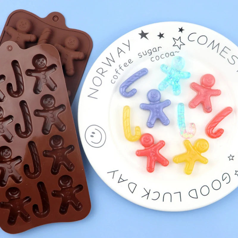 Molde de silicona antiadherente con formas de Navidad, para hornear galletas, chocolate, Fondant, dulces, etc.
