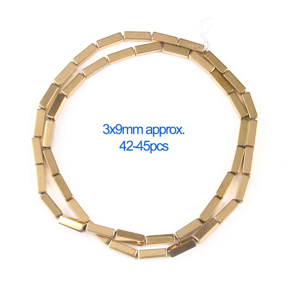 Mostacillas de hematita chapadas en oro Natural para fabricación de joyería