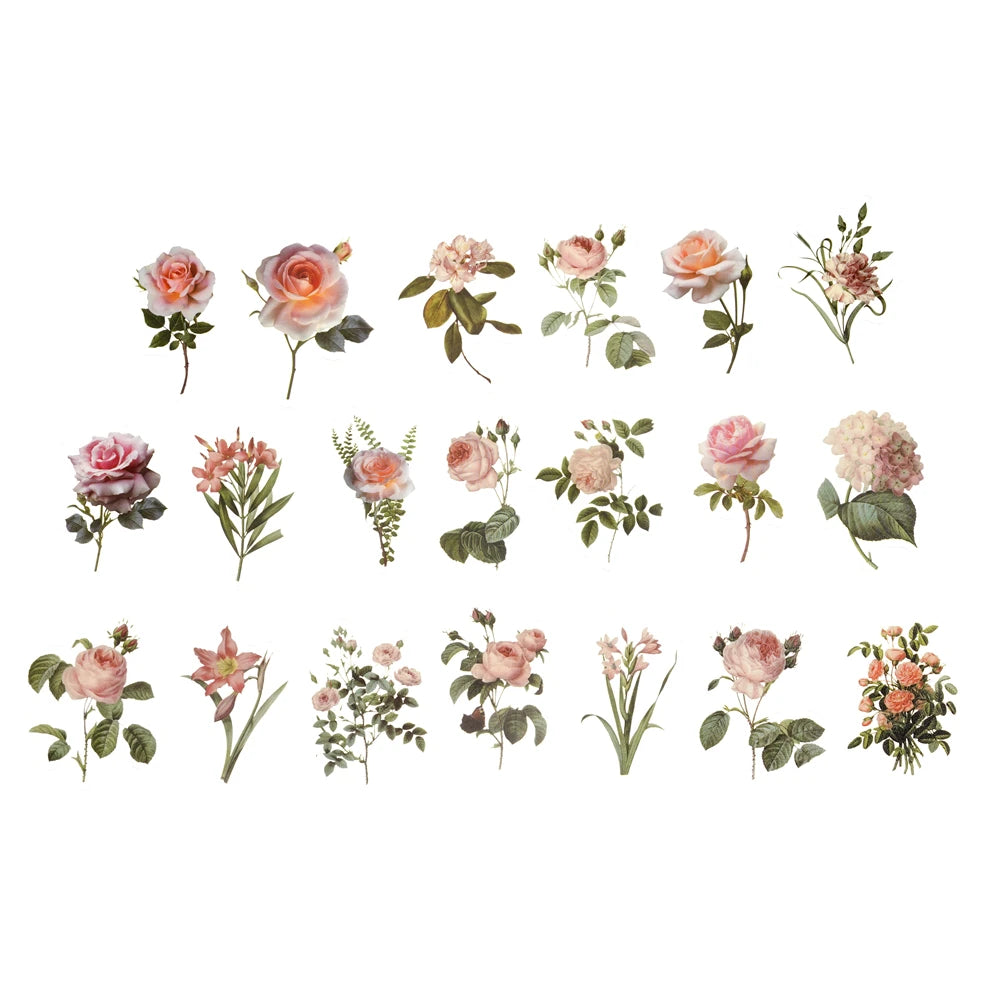 40 unids/bolsa planta naturaleza flor decorativa PVC stickers para manualidades