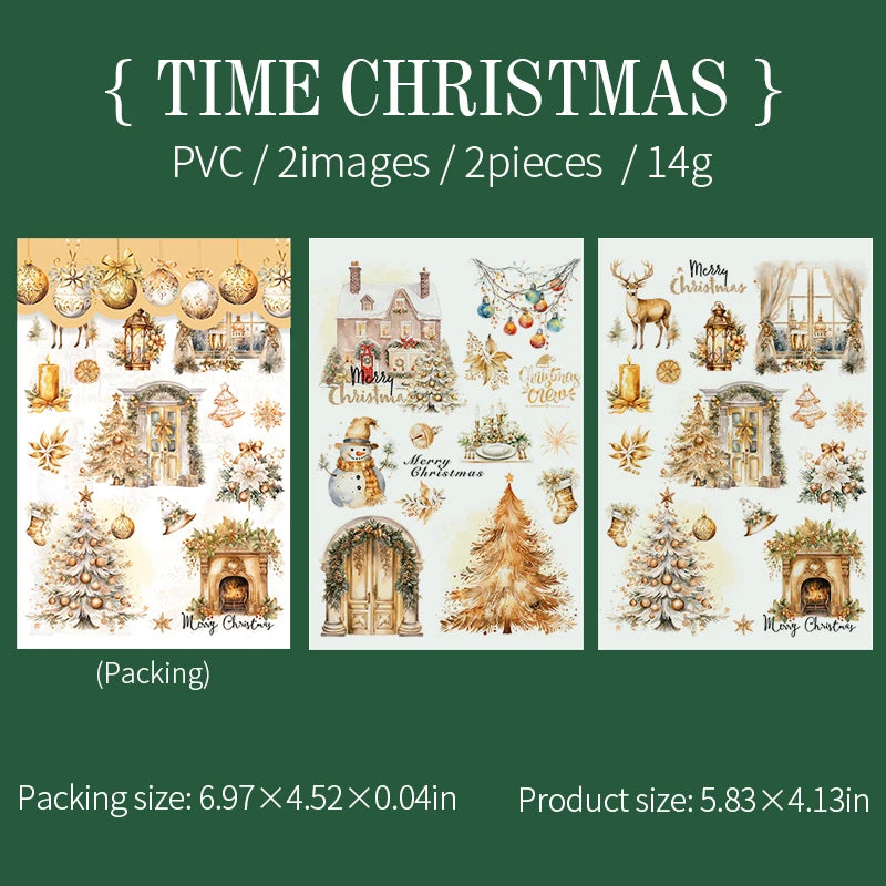 2 unids/pack stickersde pvc para Navidad, adhesivo, impermeable  y creativo
