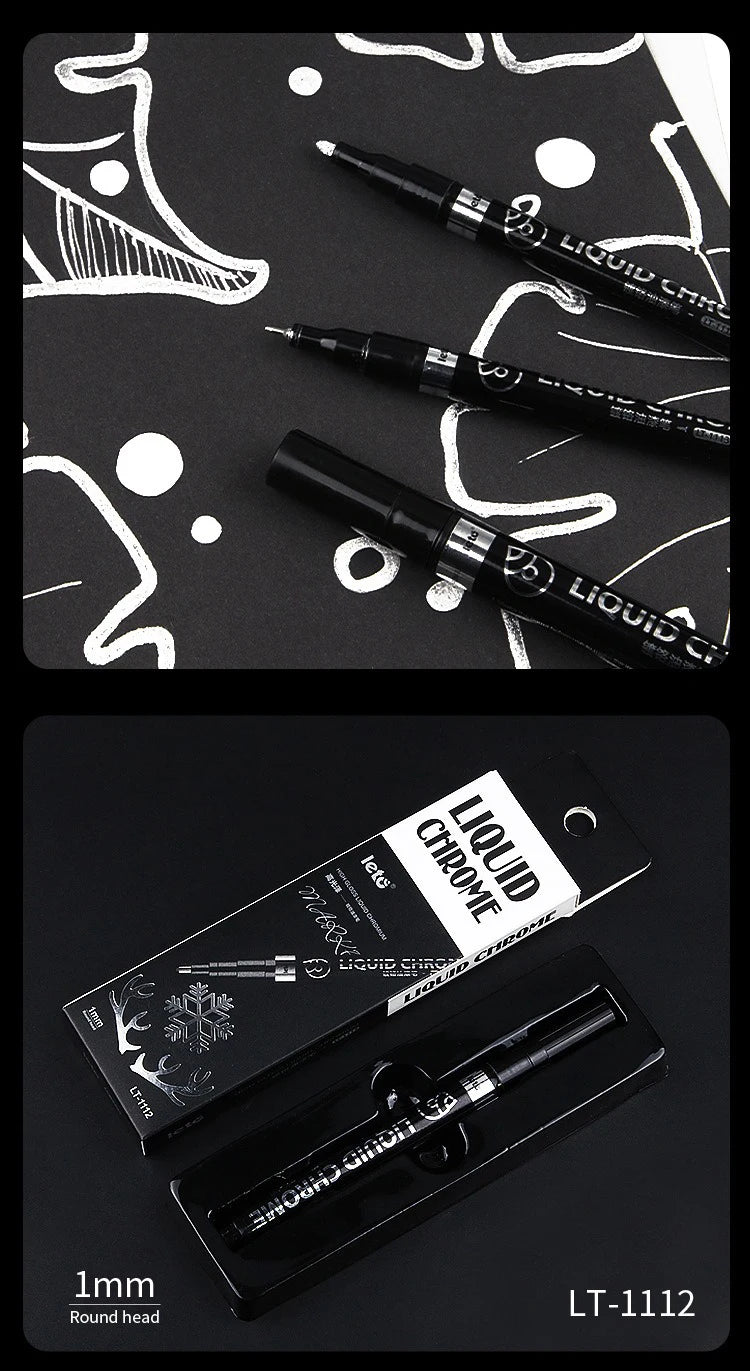 Bolígrafos de pintura espejo, tinta plateada, dorada y otros, punta de escritura de 1/2mm para modelo de Metal, madera, plástico y piedra, 1/6 Uds.