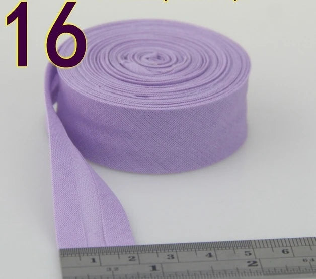 Sesgo, cinta al bies 100% de algodón, 20mm de ancho, 3/4 ",  con pliegue planchado, 5 mts