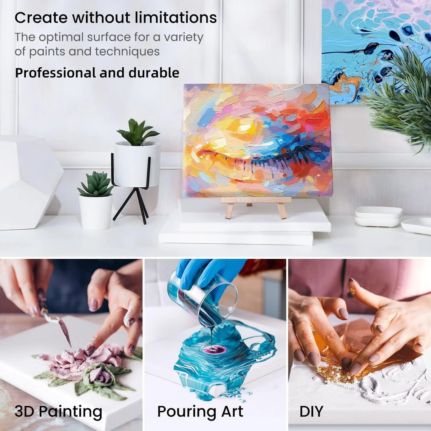 5 marcos de pintura al óleo hechos a mano, disponibles en varios tamaños, perfectos para decoración de arte de pared