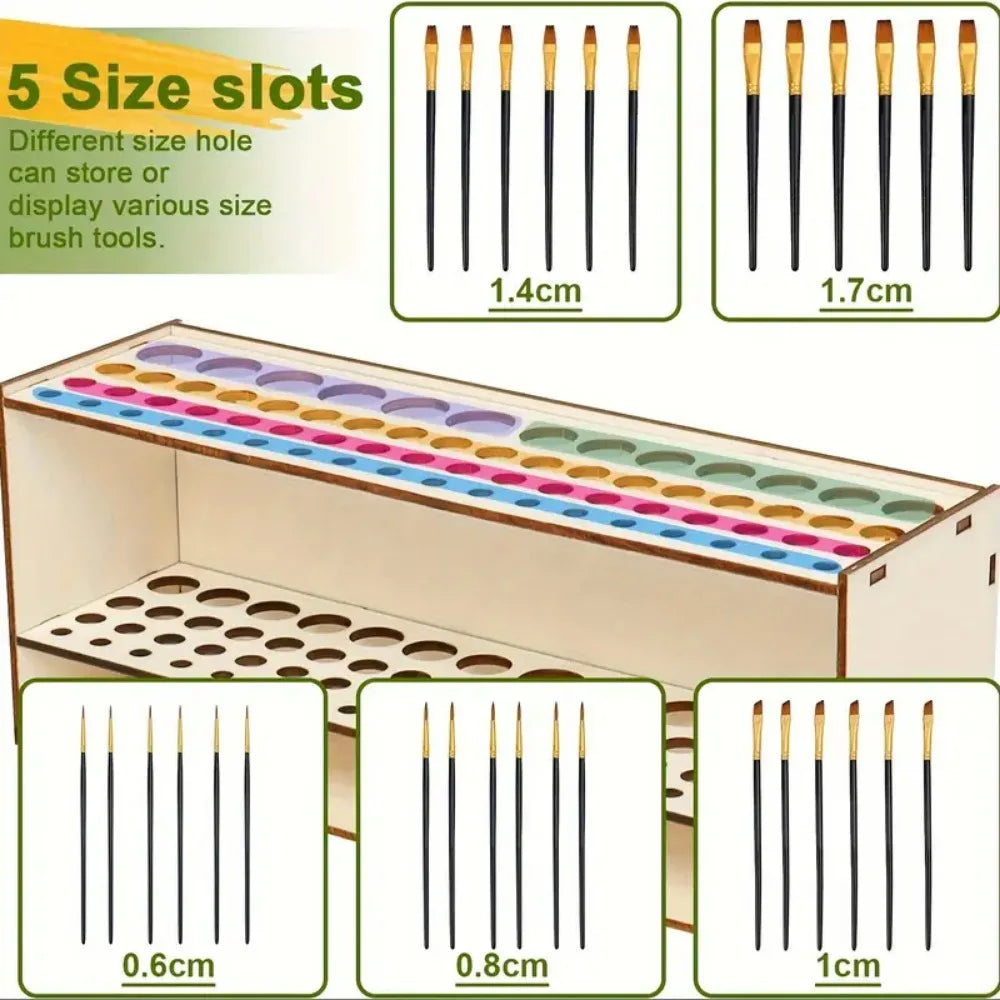 Soporte de Madera Premium para 67 Pinceles y lápices