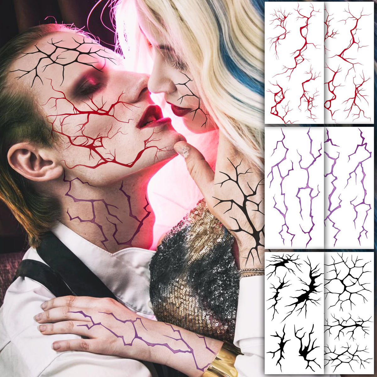 6 Hojas de Tatuajes Temporales para Halloween, Duraderos e Impermeables para Hombres y Mujeres