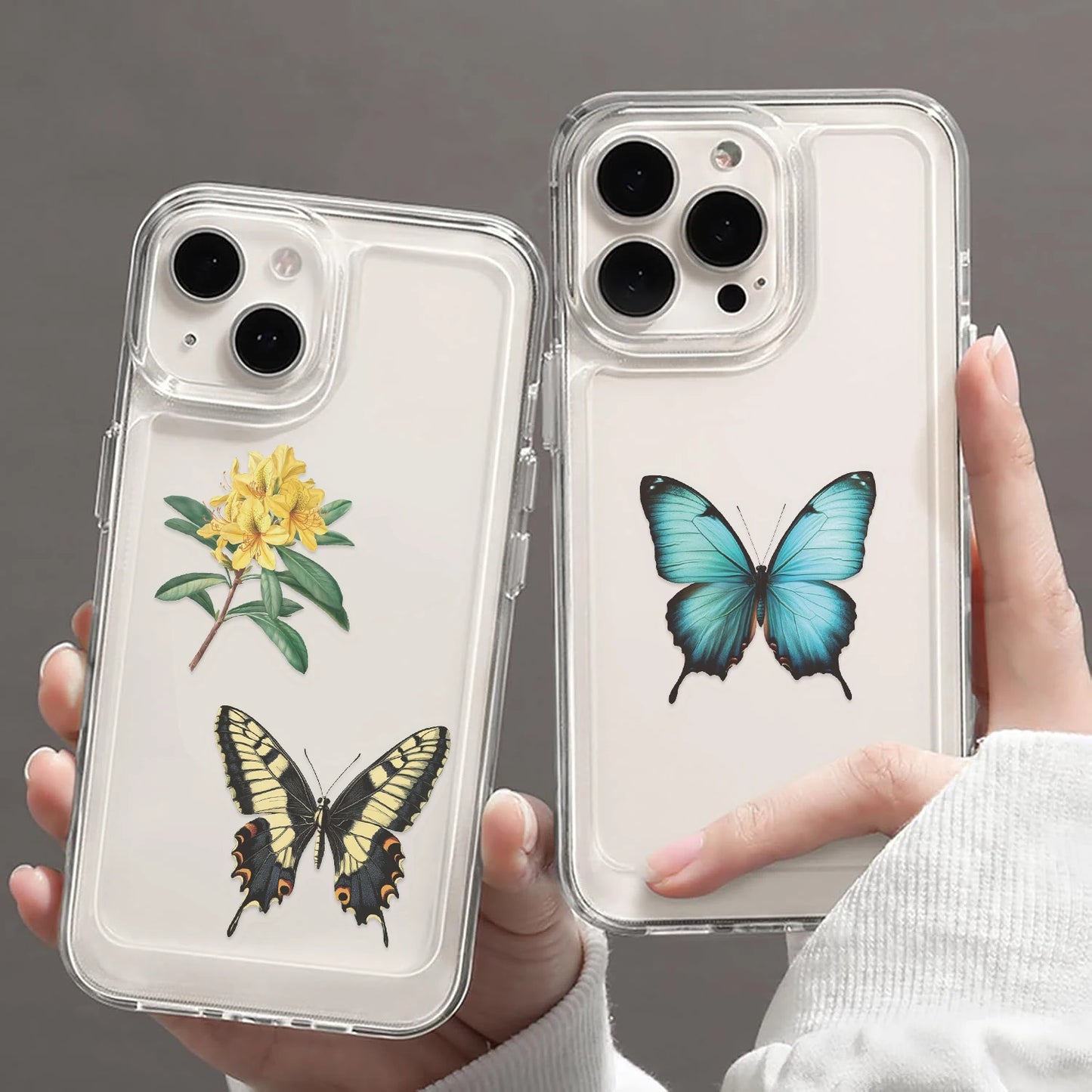 50 Uds. Vintage seta planta mariposa, transparente