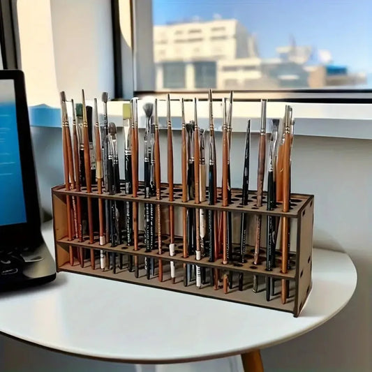Soporte de Madera Premium para 67 Pinceles y lápices