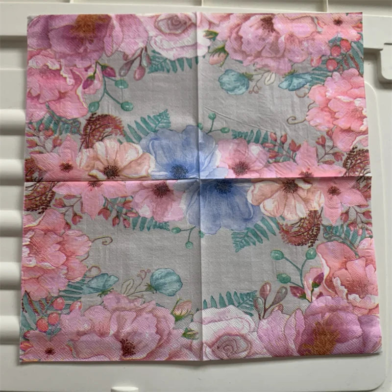 Decoupage-Servilletas de papel de flores, mariposas, 20 unidades