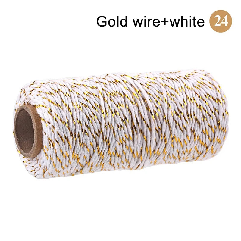 Cuerda de macramé de algodón para manualidades, cordón colorido de 100M y 2mm