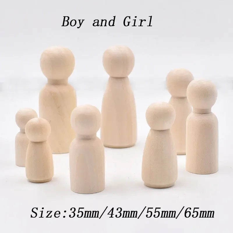 10 Uds. de muñecas de madera natural sin terminar, cuerpos para pintar