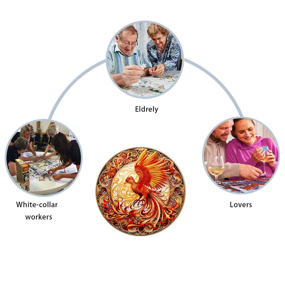 Rompecabezas de madera Fénix Rojo, de forma irregular