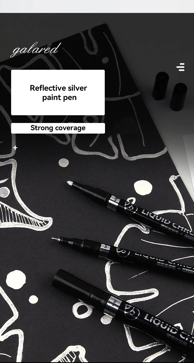 Bolígrafos de pintura espejo, tinta plateada, dorada y otros, punta de escritura de 1/2mm para modelo de Metal, madera, plástico y piedra, 1/6 Uds.