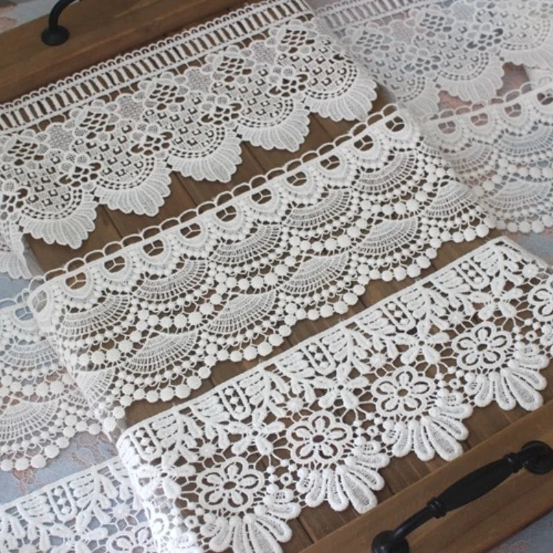 Cintas de encaje bordado de algodón blanco, 2 yardas (1,80 mts a aprox.)