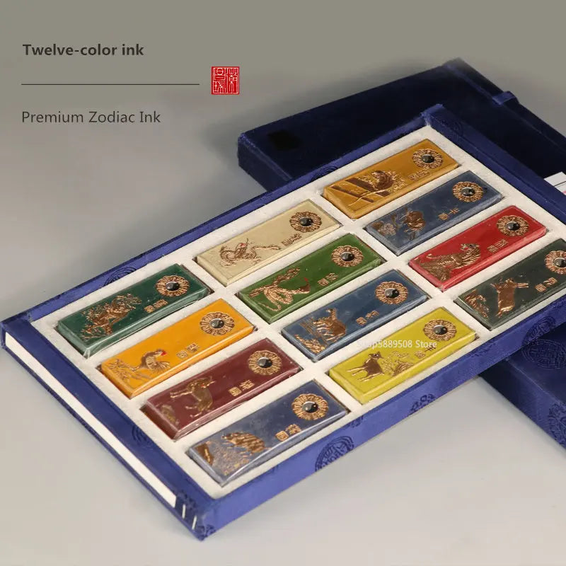 Barras de tinta de pigmento de Color, bloques de tinta de pintura china 12 uds.