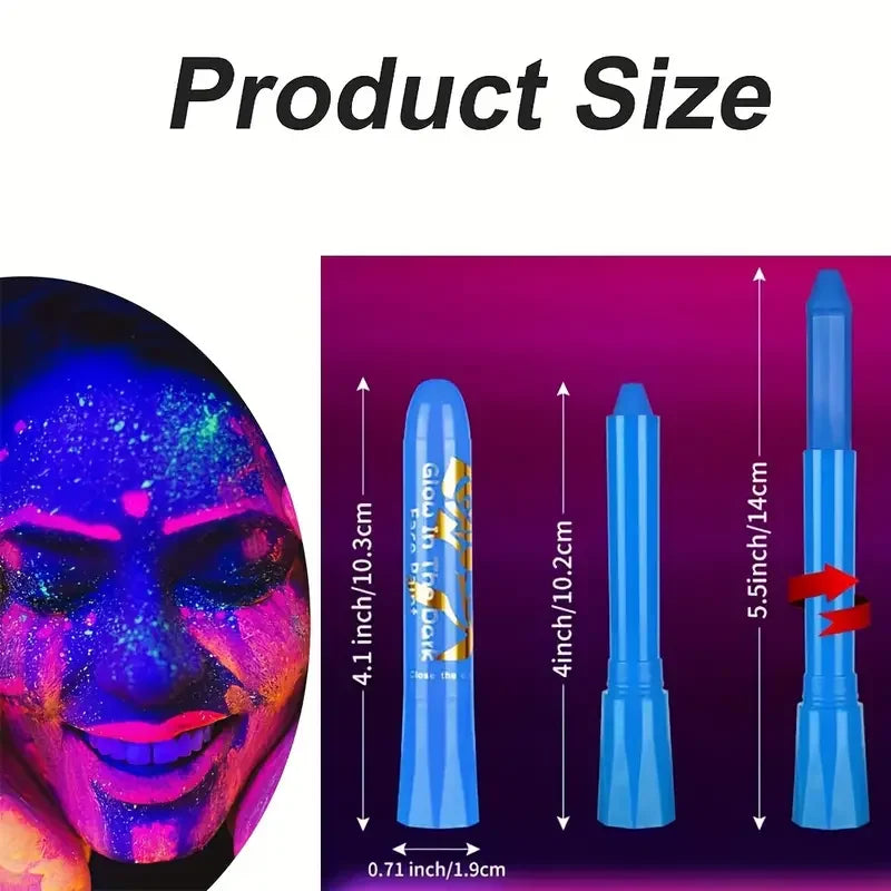 Kit de pintura facial y corporal con brillo UV de neón, crayones de maquillaje, 6 uds./12 Uds.