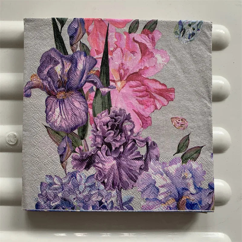 Decoupage-Servilletas de papel de flores, mariposas, 20 unidades