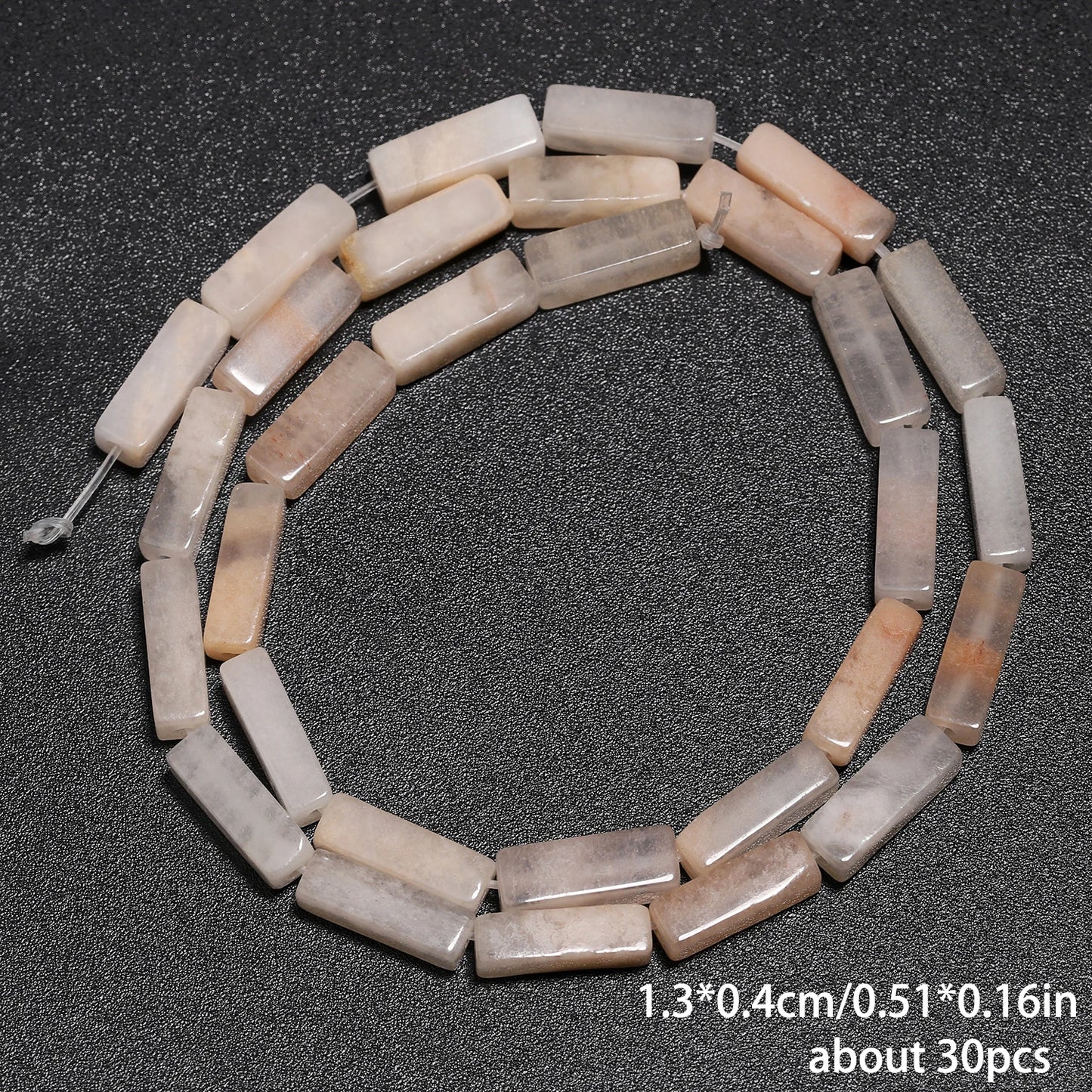 Mostacillas de piedra natural con forma rectangular para fabricación de joyas, 13x4mm, 30 piezas