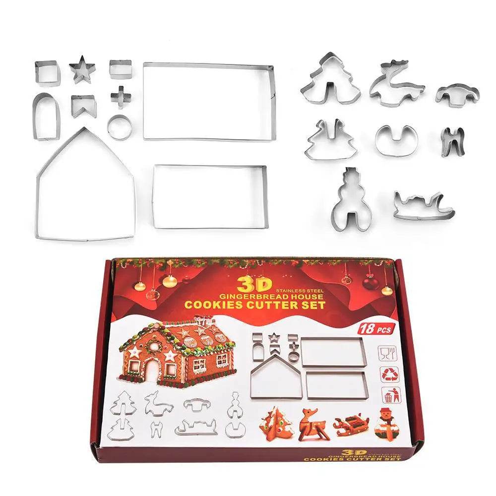 Molde de casa de Navidad, moldes para galletas de Navidad y Halloween de acero inoxidable, para hornear