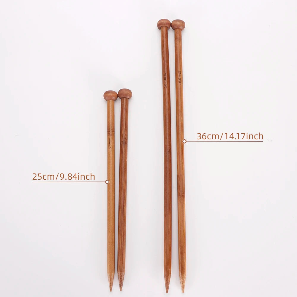 Juego de palillos de tejer de bambú, 18 pares. tamaños de 2 a 10 mm