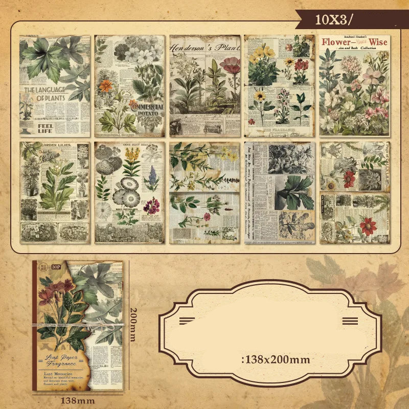 30 Uds. Planificador de papel Vintage, suministros artesanales