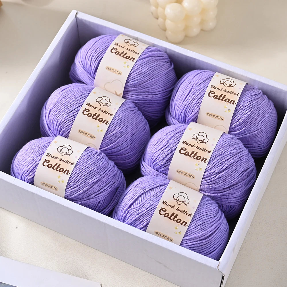6 bolas de hilo de algodón puro de 300 g, hilo suave multicolor