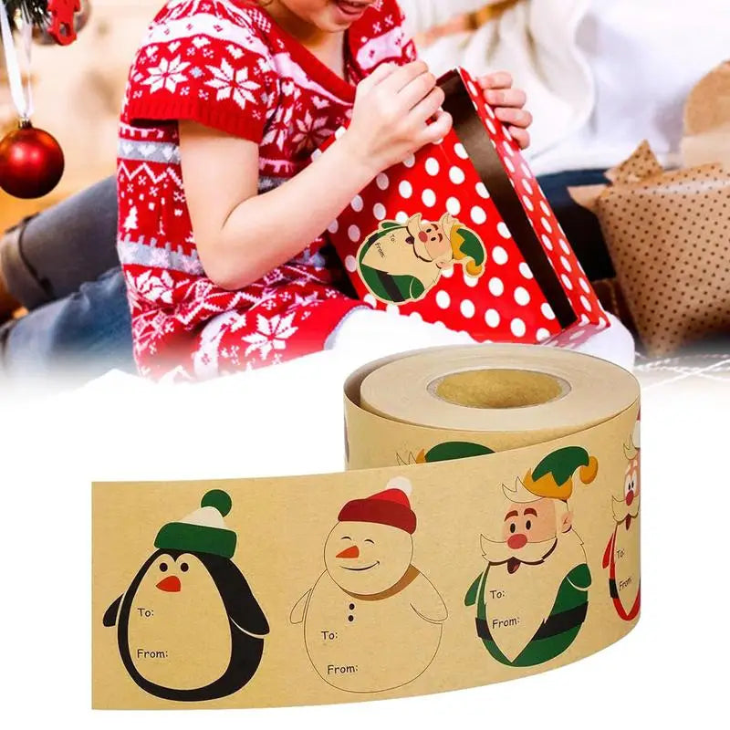 Stickers navideños redondas, 200 piezas, etiquetas de renos, de muñecos de nieve, de Papá Noel, etc