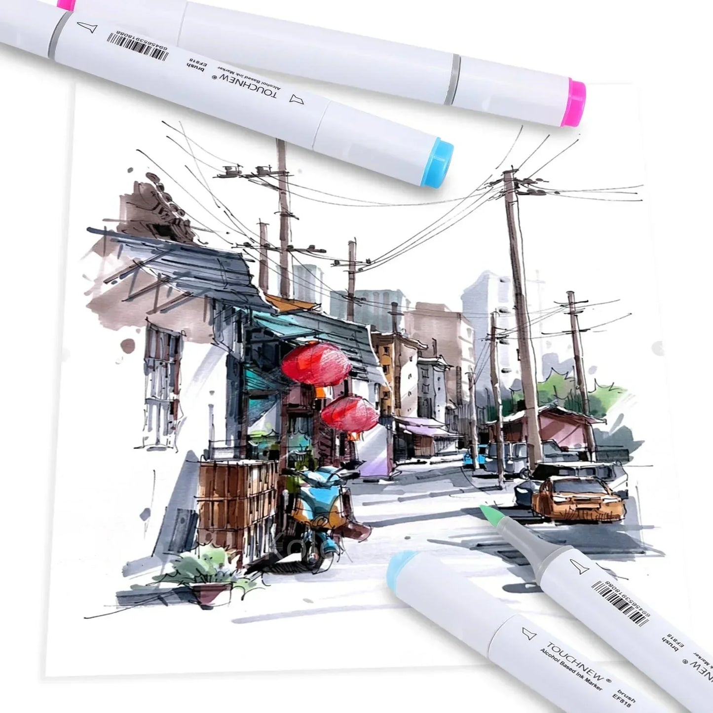 Rotuladores de doble punta suave, TOUCHNEW 30/60/80 colores con punta pincel y cincel para artistas adultos