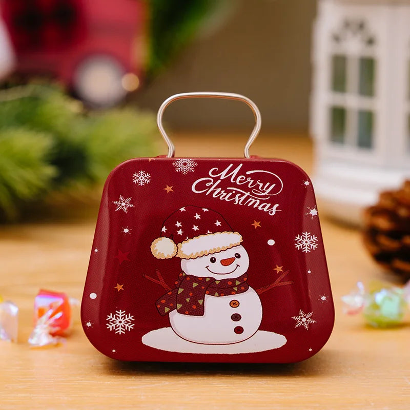Caja de lata navideña, estilo bolso, Mini monedero, suministros de decoración navideña