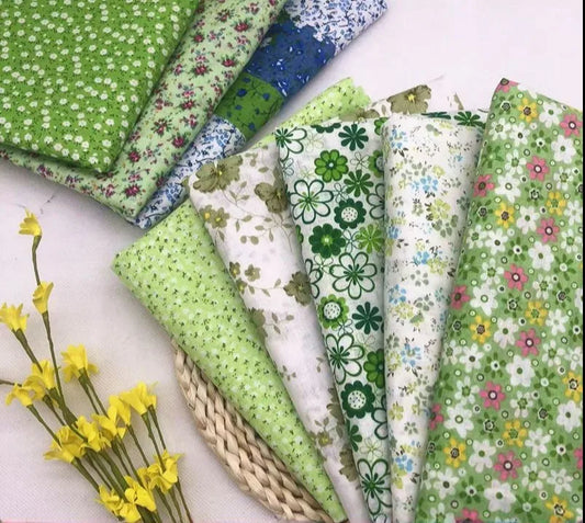Tela estampada de algodón puro por metros, textil fino, transpirable, Verde