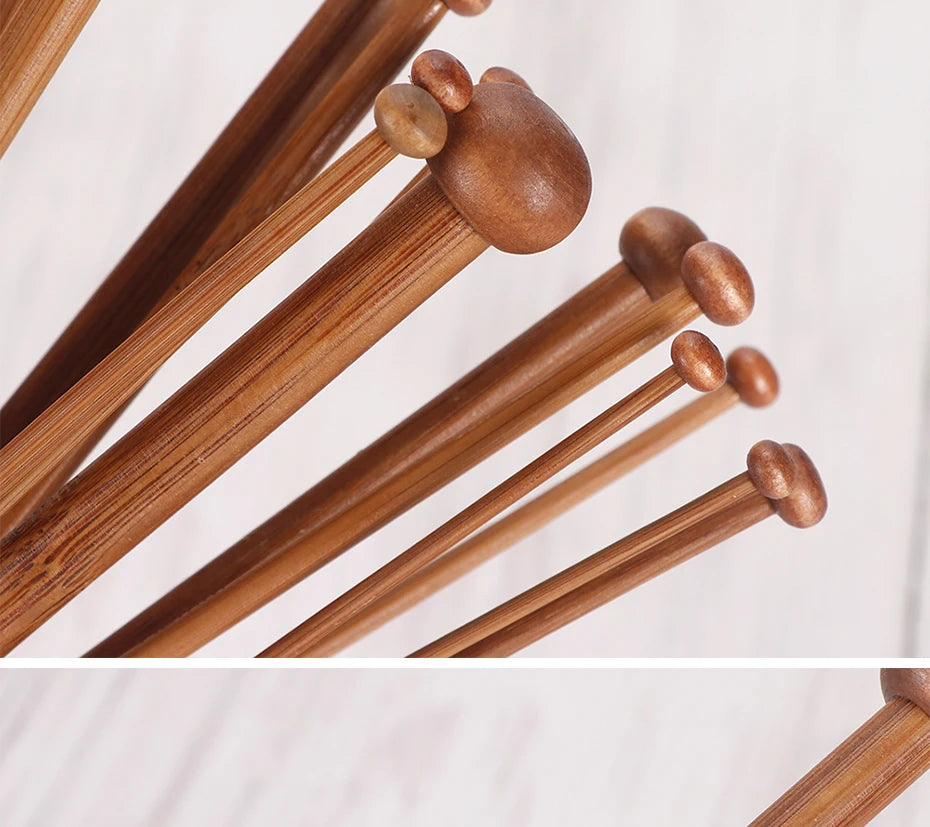 Juego de palillos de tejer de bambú, 18 pares. tamaños de 2 a 10 mm