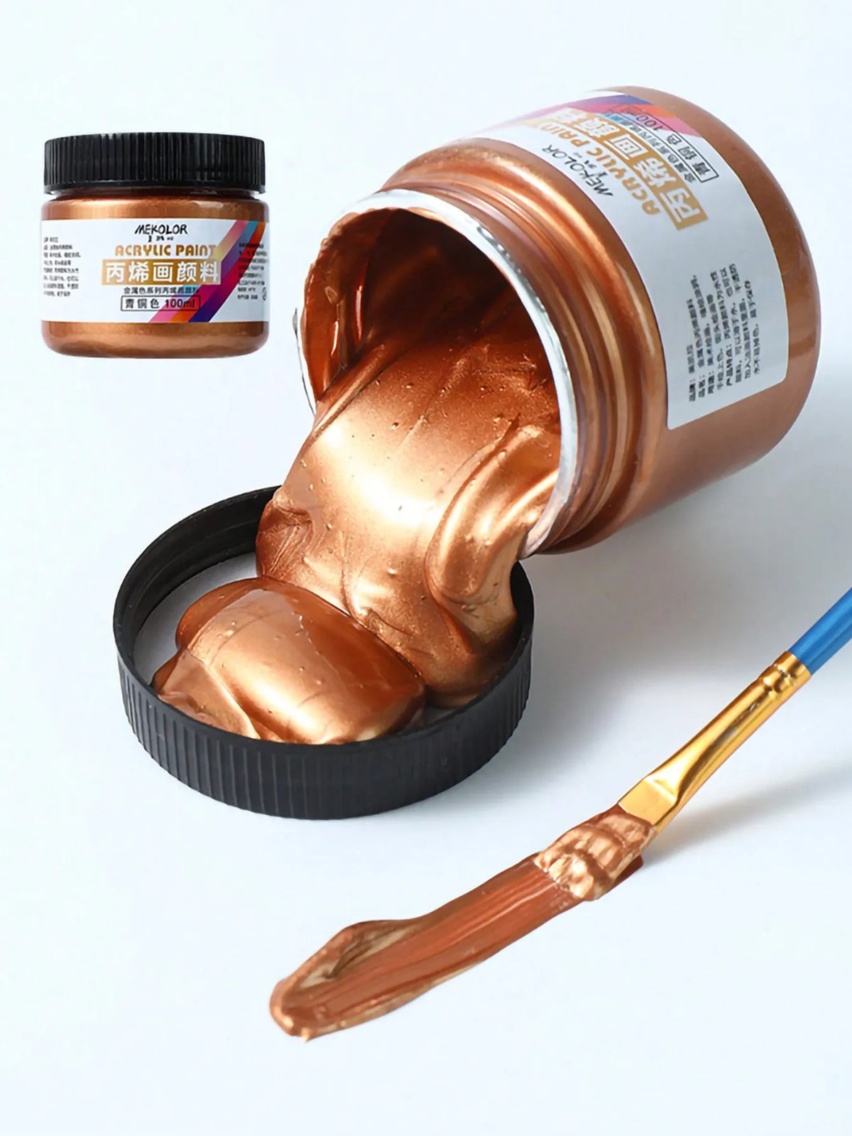 1 unidad de pintura acrílica de 100ml, en colores metalizados (oro, plata, cobre)