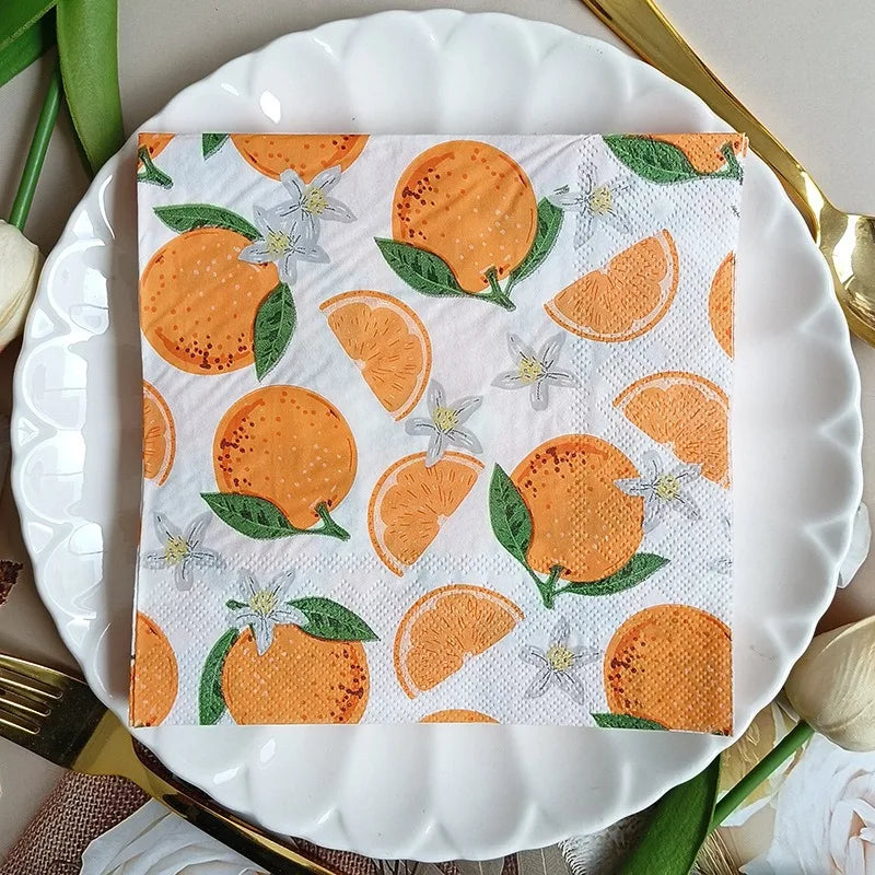 Paquete de 20 Servilletas de Papel con Estampado de Frutas