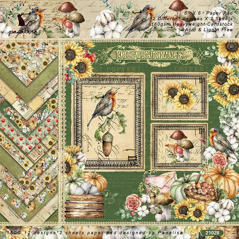 12 hojas de papel para álbum de recortes de 15x15cm