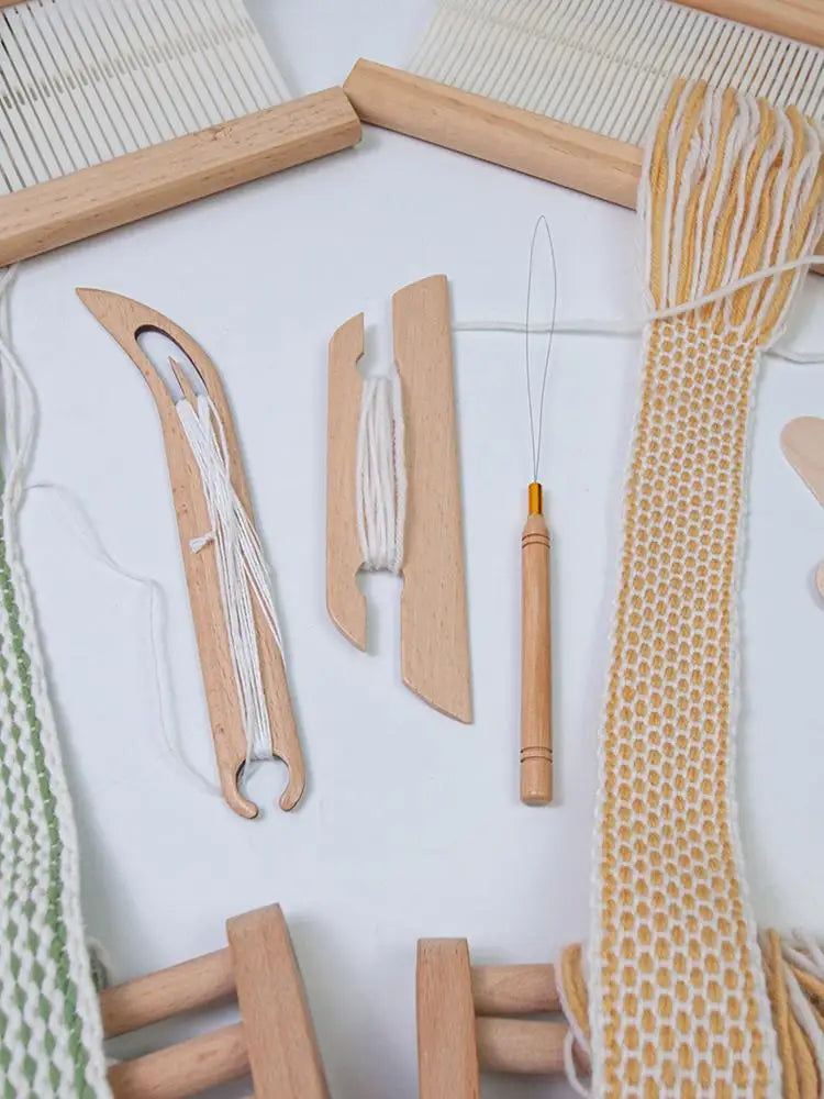 Naveta de tejido biselado de madera, Kit de herramientas de tejido
