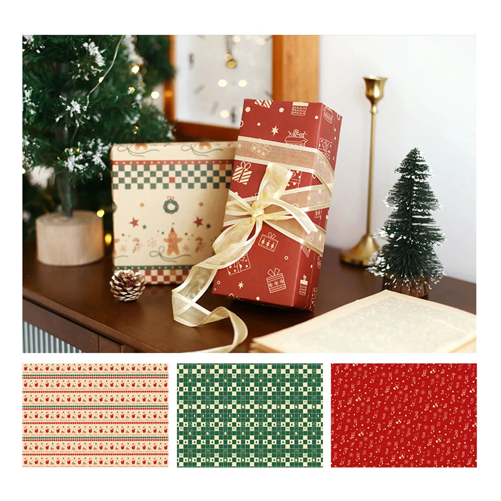 6 hojas de papel para envolver regalos de Navidad, muñeco de nieve, alce, Navidad, etc.