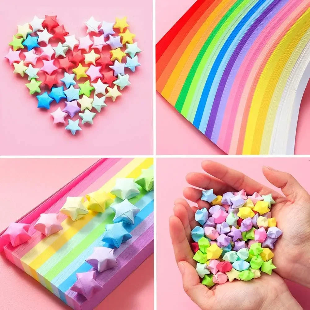 Surtido de papel de Origami de estrella de 540 hojas, estrella colorida de doble cara, manualidades plegables