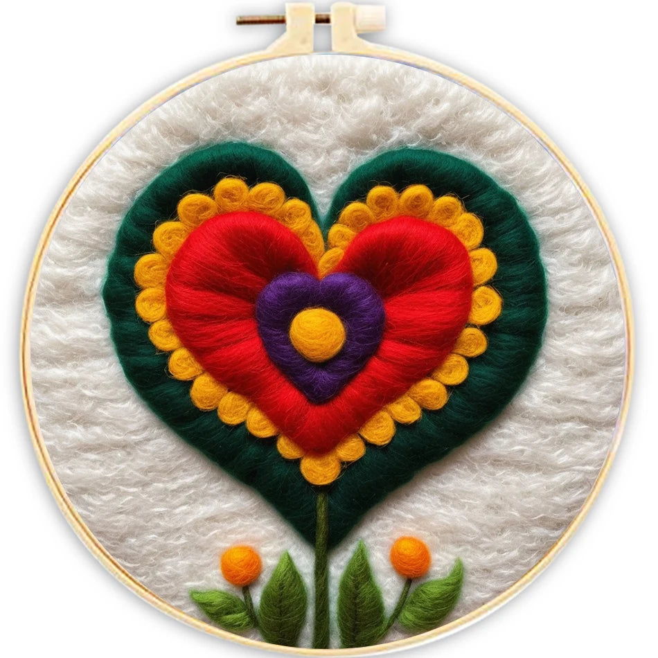 Kit de bordado de fieltro de lana, de flores del campo