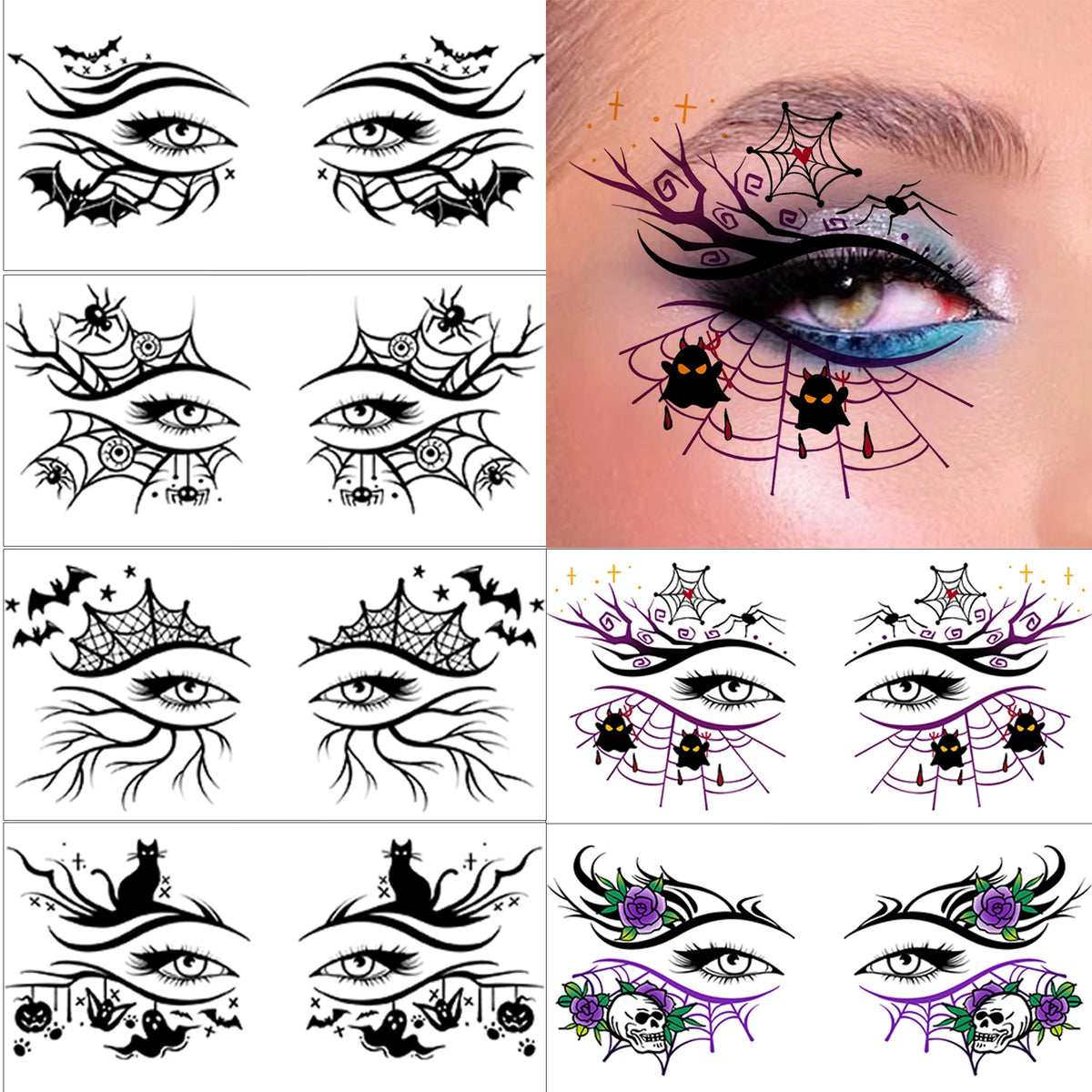 6 Hojas de Tatuajes Temporales para Halloween, Duraderos e Impermeables para Hombres y Mujeres