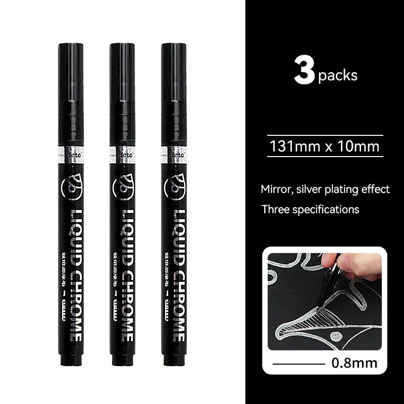 Bolígrafos de pintura espejo, tinta plateada, dorada y otros, punta de escritura de 1/2mm para modelo de Metal, madera, plástico y piedra, 1/6 Uds.