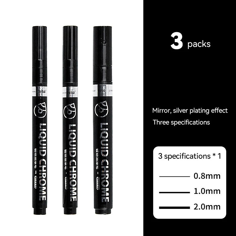 Bolígrafos de pintura espejo, tinta plateada, dorada y otros, punta de escritura de 1/2mm para modelo de Metal, madera, plástico y piedra, 1/6 Uds.
