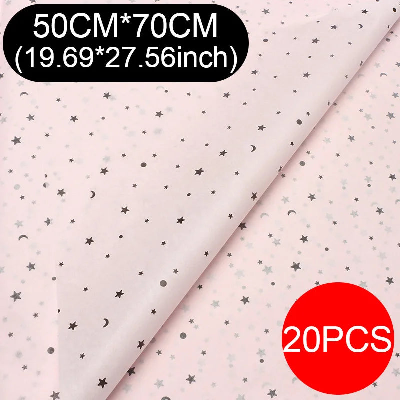 20 unids/lote 50x70cm, oro negro blanco Multicolor papel tisú para envolver regalos